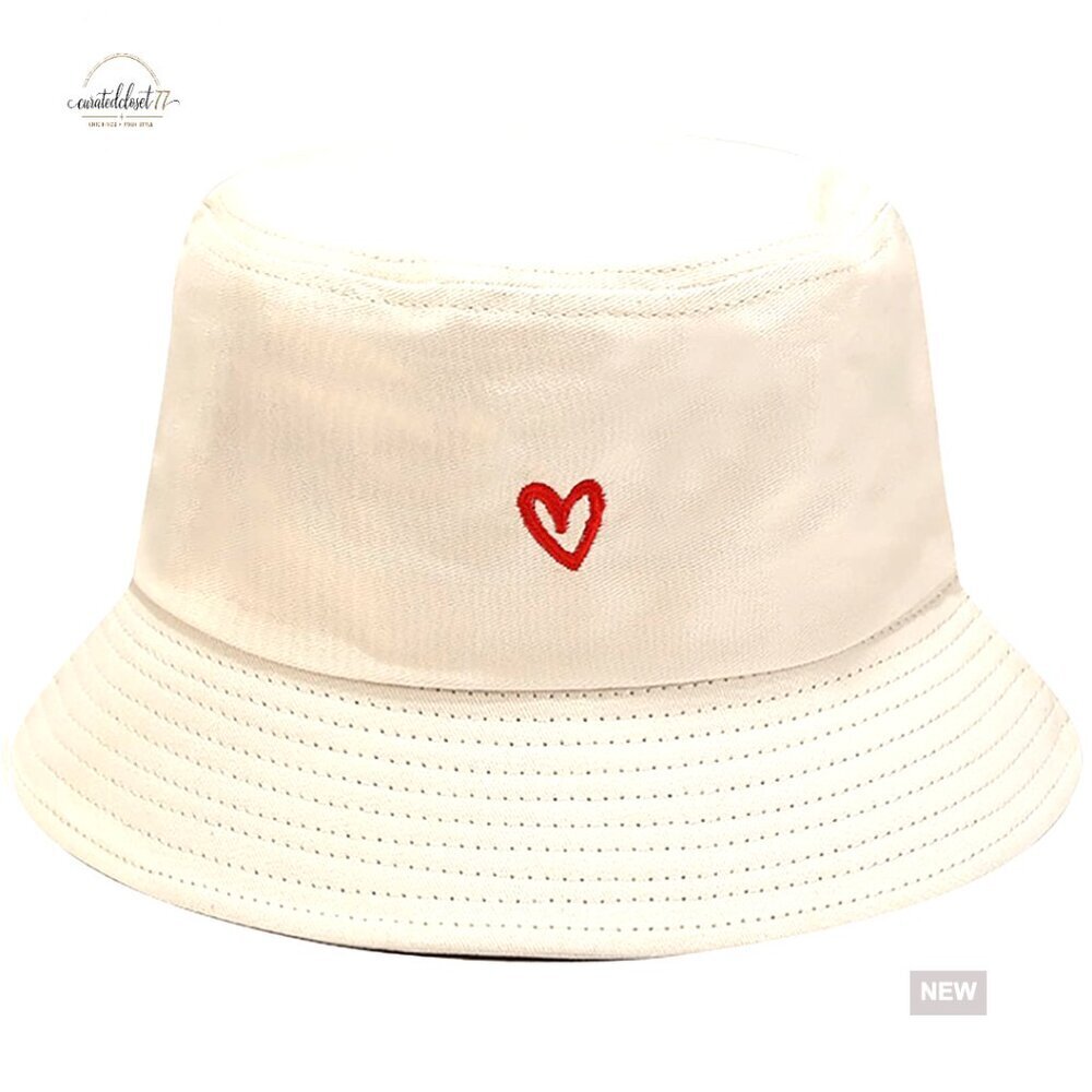 Cotton Bucket Hat with Embroidery, Foldable Sun Protection for Beach